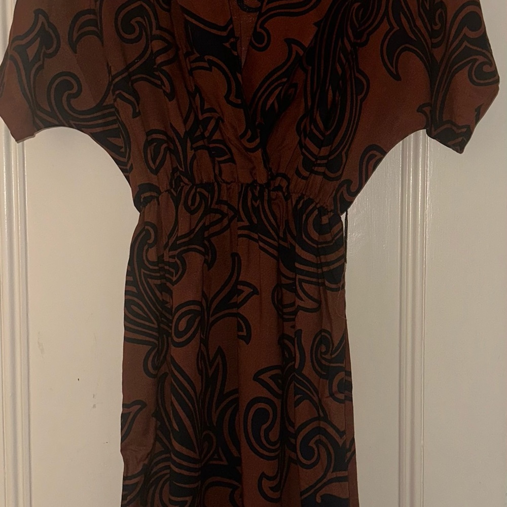 Brown and Black Patterned Dress